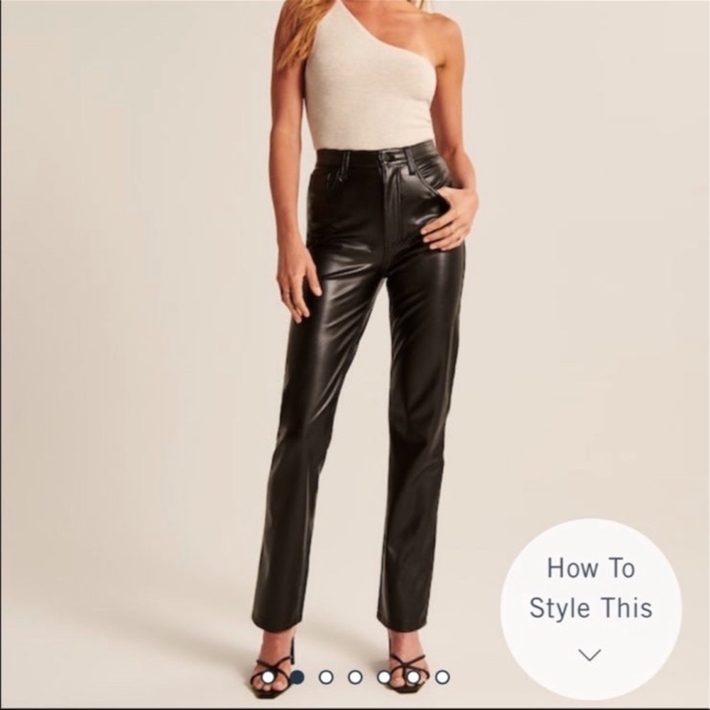 Abercrombie & Fitch Vegan Leather 90s Straight Pants